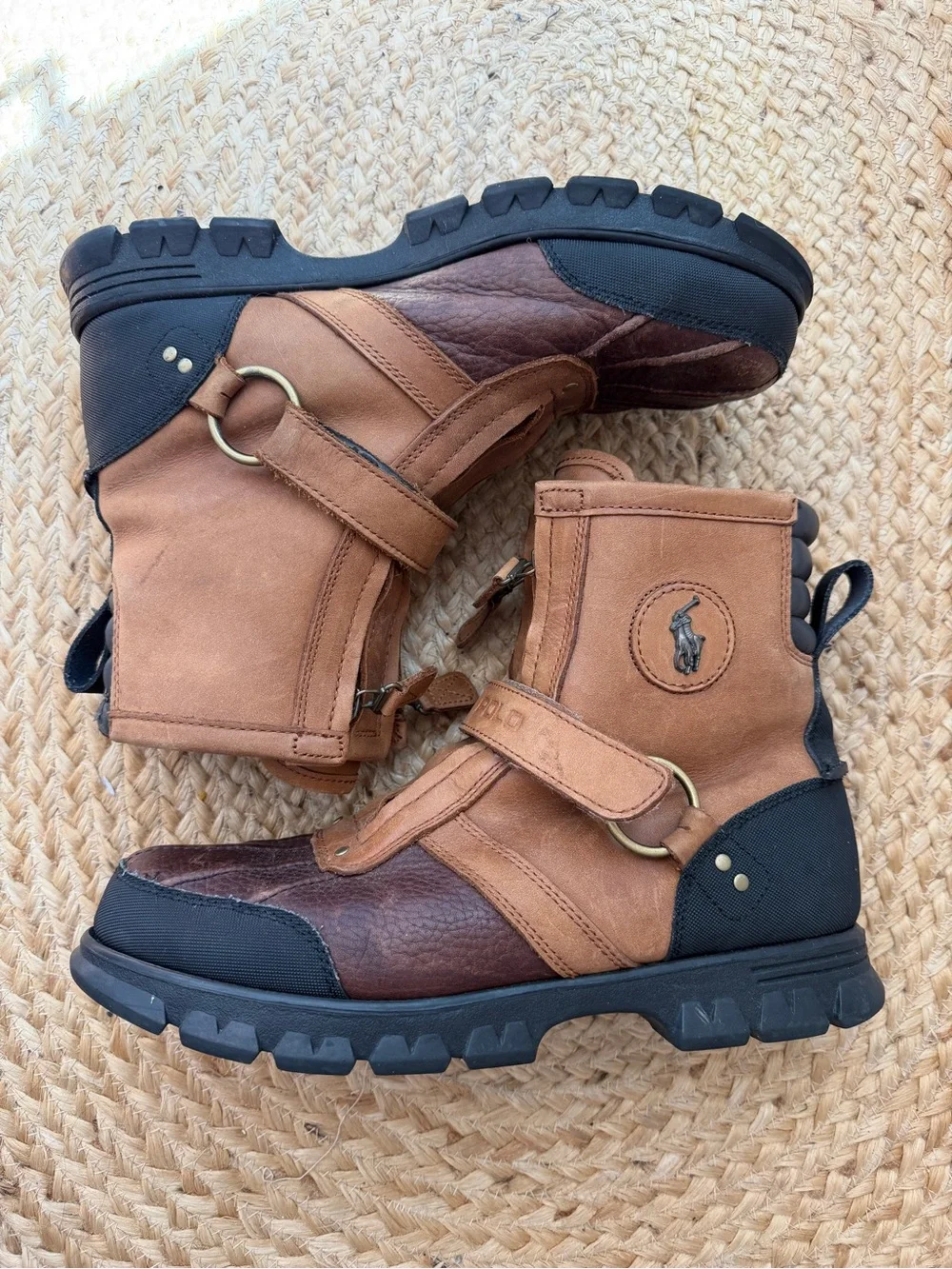 Polo Ralph Lauren Conquest Hi III Duck Boots Tan Brown Leather Men’s Size 10.5 D